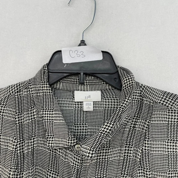 J.Jill Button-Up Shirt Women's Sz LP Black Houndstooth Tunic Collared Relaxed - Picture 8 of 8
